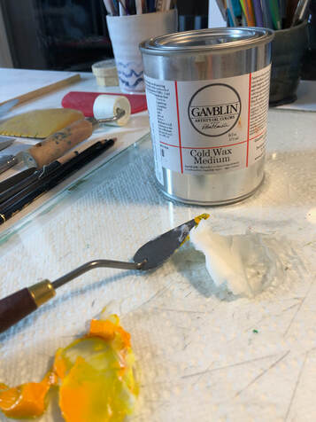 Playing with cold wax and oil paint - FIONA PHILLIPS ART STUDIO