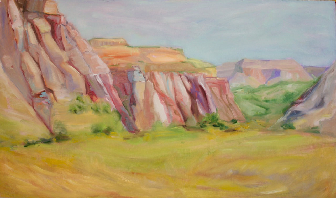 Plein air oil painting of Barrack's Canyon in Southern Utah.