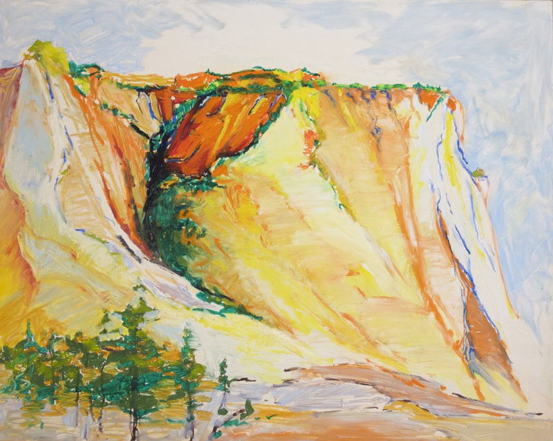 Plein air painted landscape of Southern Utah craggy rock formations.