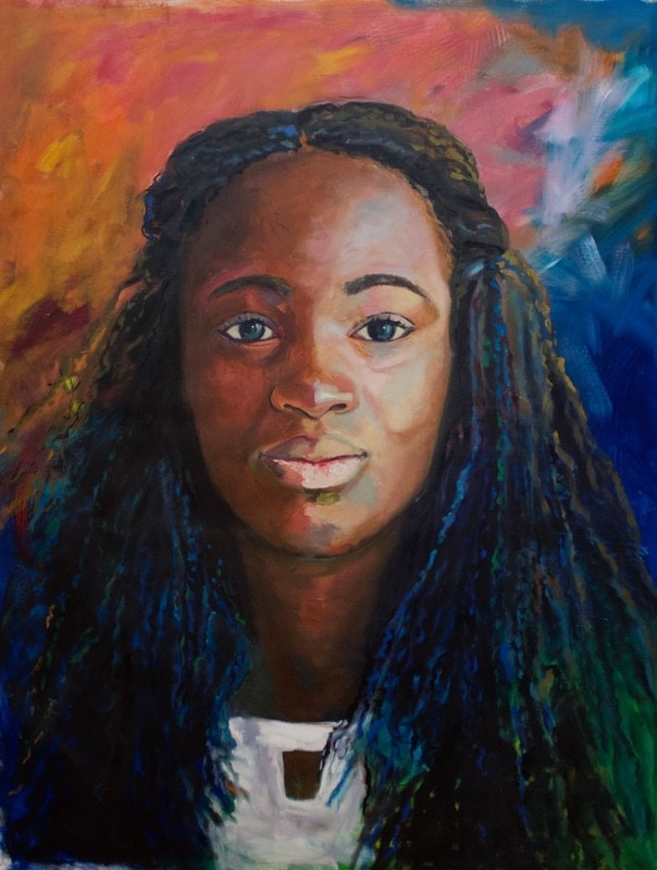 Portrait of a young black woman with long hair